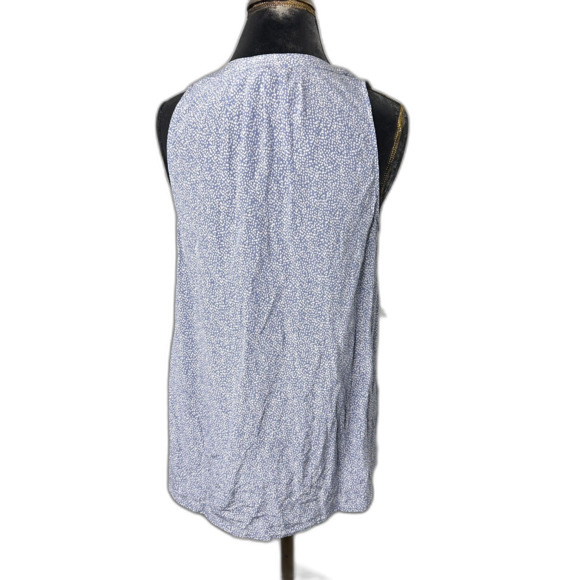 Joie 100% Silk Sleeveless Blouse Blue White Dot Print V Neck Tank Top L - Picture 3 of 8